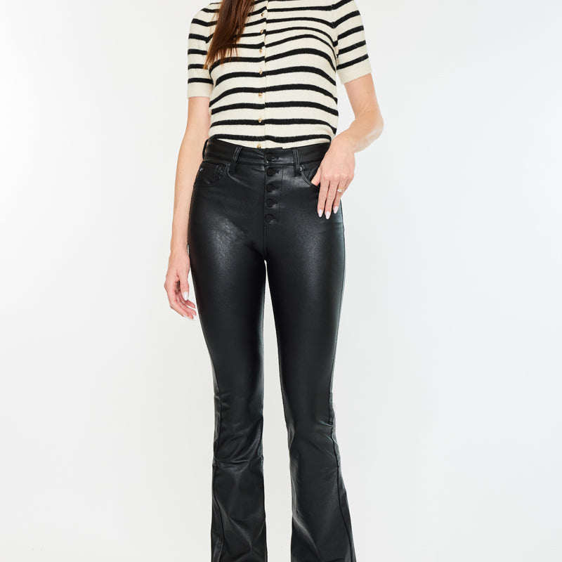 Joan High Rise Faux Leather Bootcut Pants - Official Kancan USA