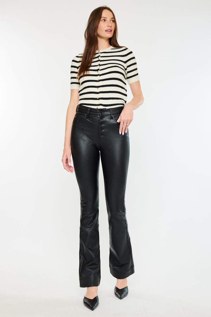 Joan High Rise Faux Leather Bootcut Pants - Official Kancan USA