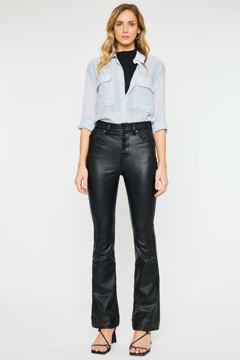 Joan High Rise Faux Leather Bootcut Pants Official Kancan USA