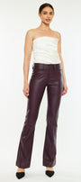 Yoko Mid Rise Faux Leather Bootcut Pants - Official Kancan USA
