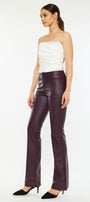 Yoko Mid Rise Faux Leather Bootcut Pants - Official Kancan USA