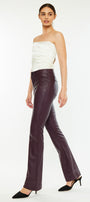 Yoko Mid Rise Faux Leather Bootcut Pants - Official Kancan USA