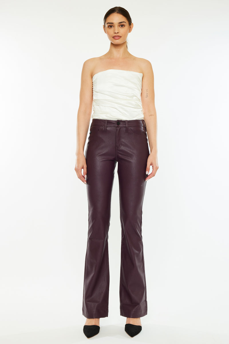Yoko Mid Rise Faux Leather Bootcut Pants Official Kancan USA