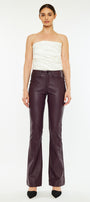 Yoko Mid Rise Faux Leather Bootcut Pants - Official Kancan USA