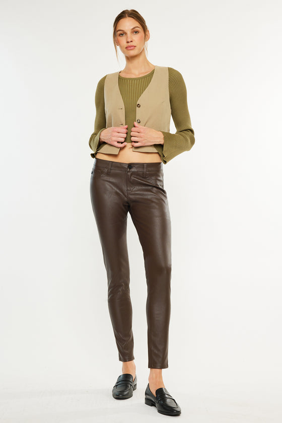 Farrah Low Rise Faux Leather Super Skinny