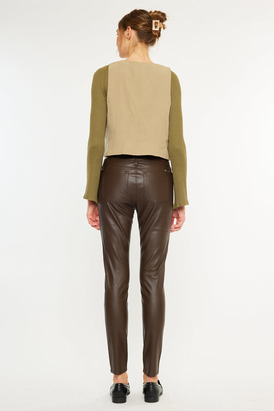Farrah Low Rise Faux Leather Super Skinny