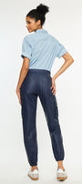Nelly High Rise Faux Leather Cargo Joggers - Official Kancan USA
