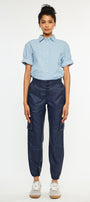 Nelly High Rise Faux Leather Cargo Joggers - Official Kancan USA