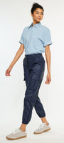 Nelly High Rise Faux Leather Cargo Joggers - Official Kancan USA