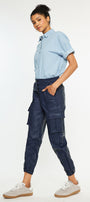 Nelly High Rise Faux Leather Cargo Joggers - Official Kancan USA