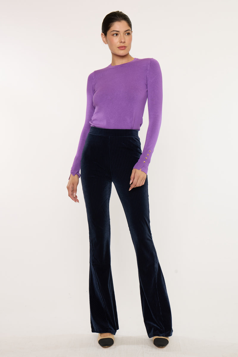 Gracey High Rise Velvet Flare Pants - Official Kancan USA