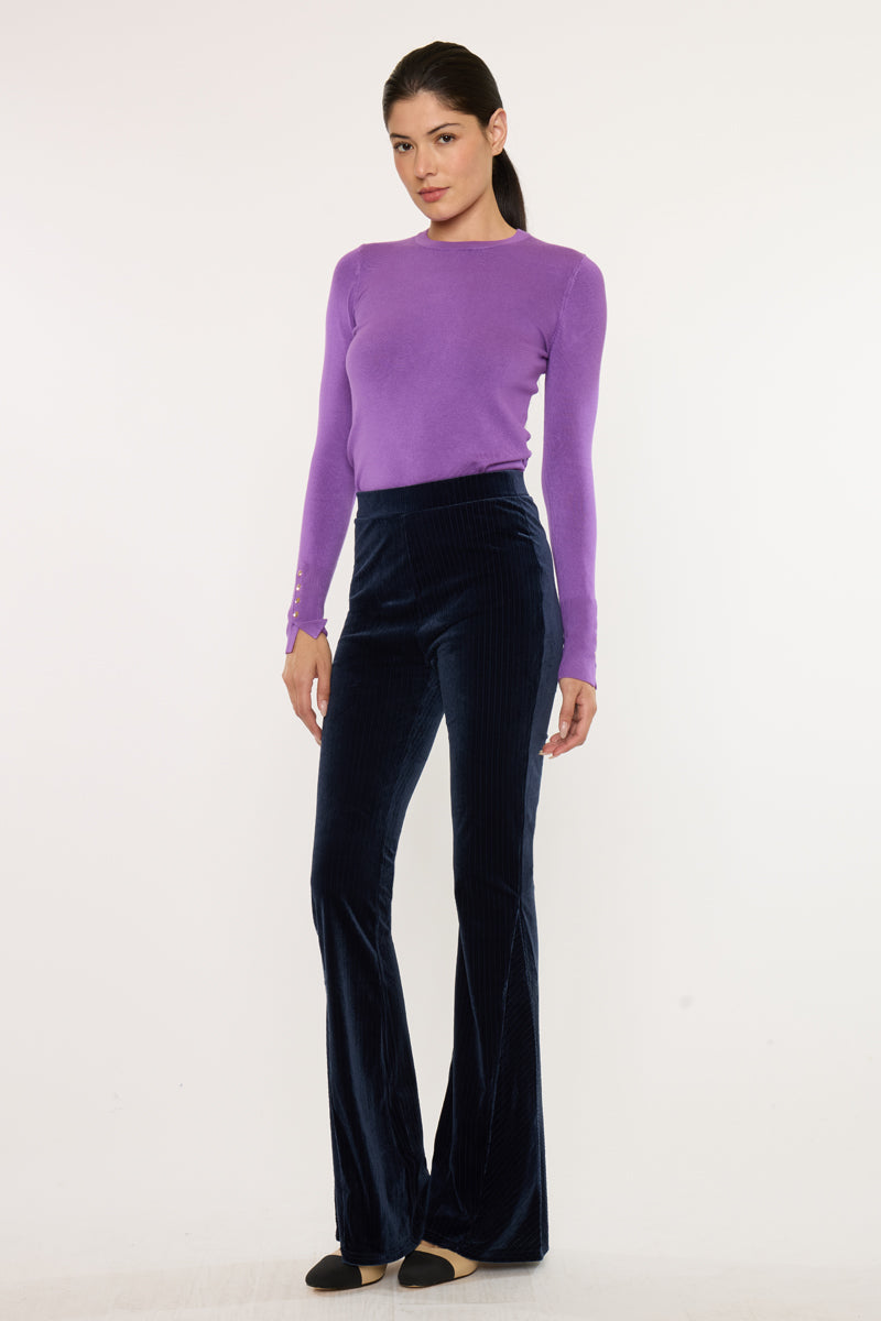 Gracey High Rise Velvet Flare Pants - Official Kancan USA