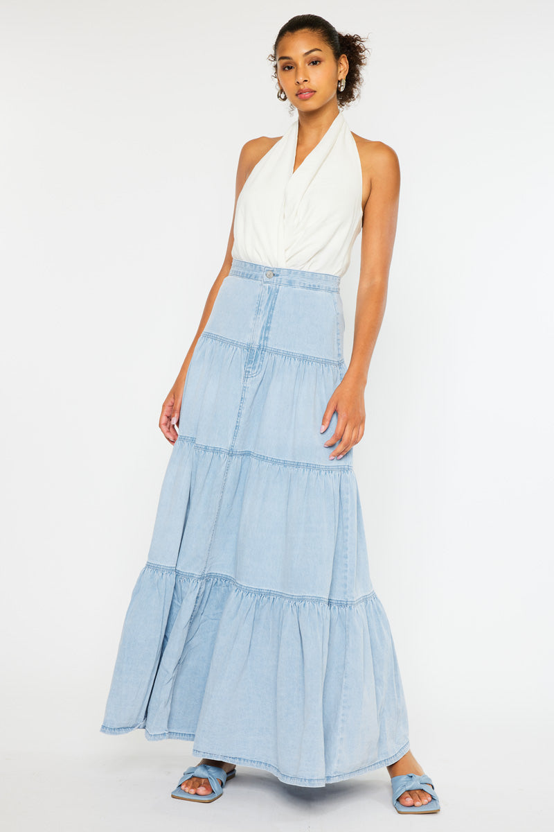 Thalia Maxi Denim Skirt | Kancan USA