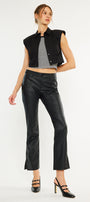Mercury Mid Rise Y2K Faux Leather Bootcut Jeans (Petite) - Official Kancan USA