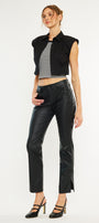 Mercury Mid Rise Y2K Faux Leather Bootcut Jeans (Petite) - Official Kancan USA
