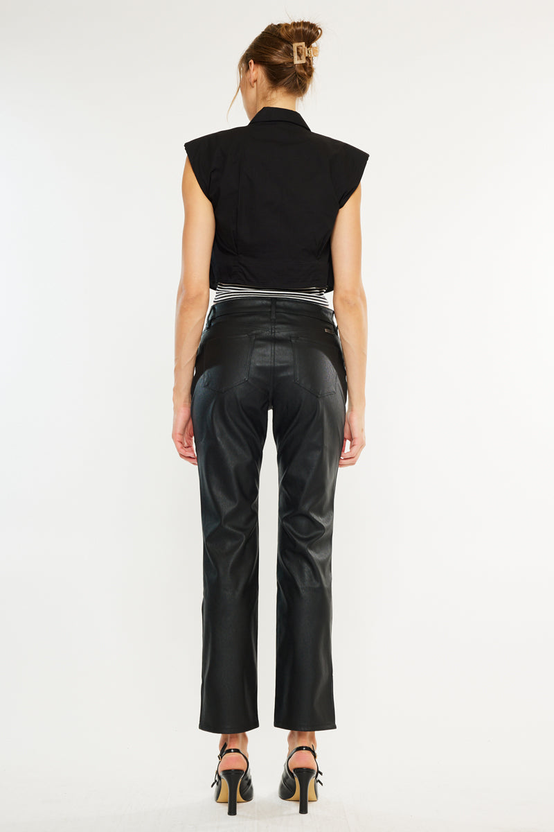 Mercury Mid Rise Y2K Faux Leather Bootcut Jeans (Petite) - Official Kancan USA