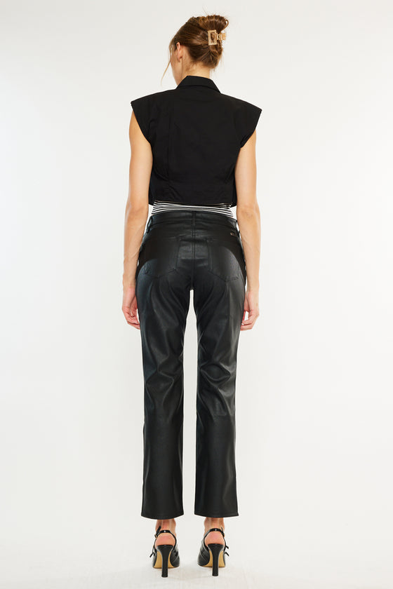 Mercury Mid Rise Y2K Faux Leather Bootcut Jeans (Petite)