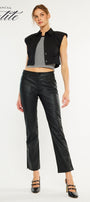 Mercury Mid Rise Y2K Faux Leather Bootcut Jeans (Petite) - Official Kancan USA