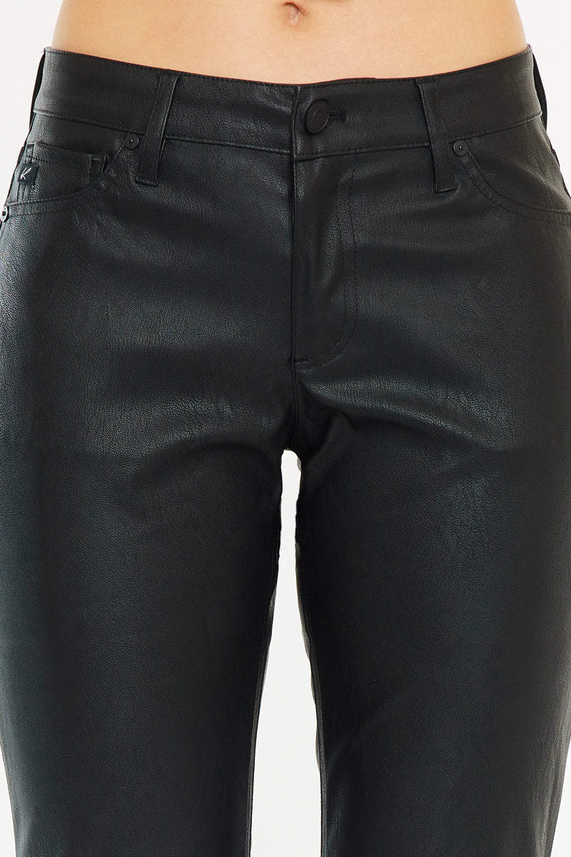 Mercury Mid Rise Y2K Faux Leather Bootcut Jeans (Petite) Official