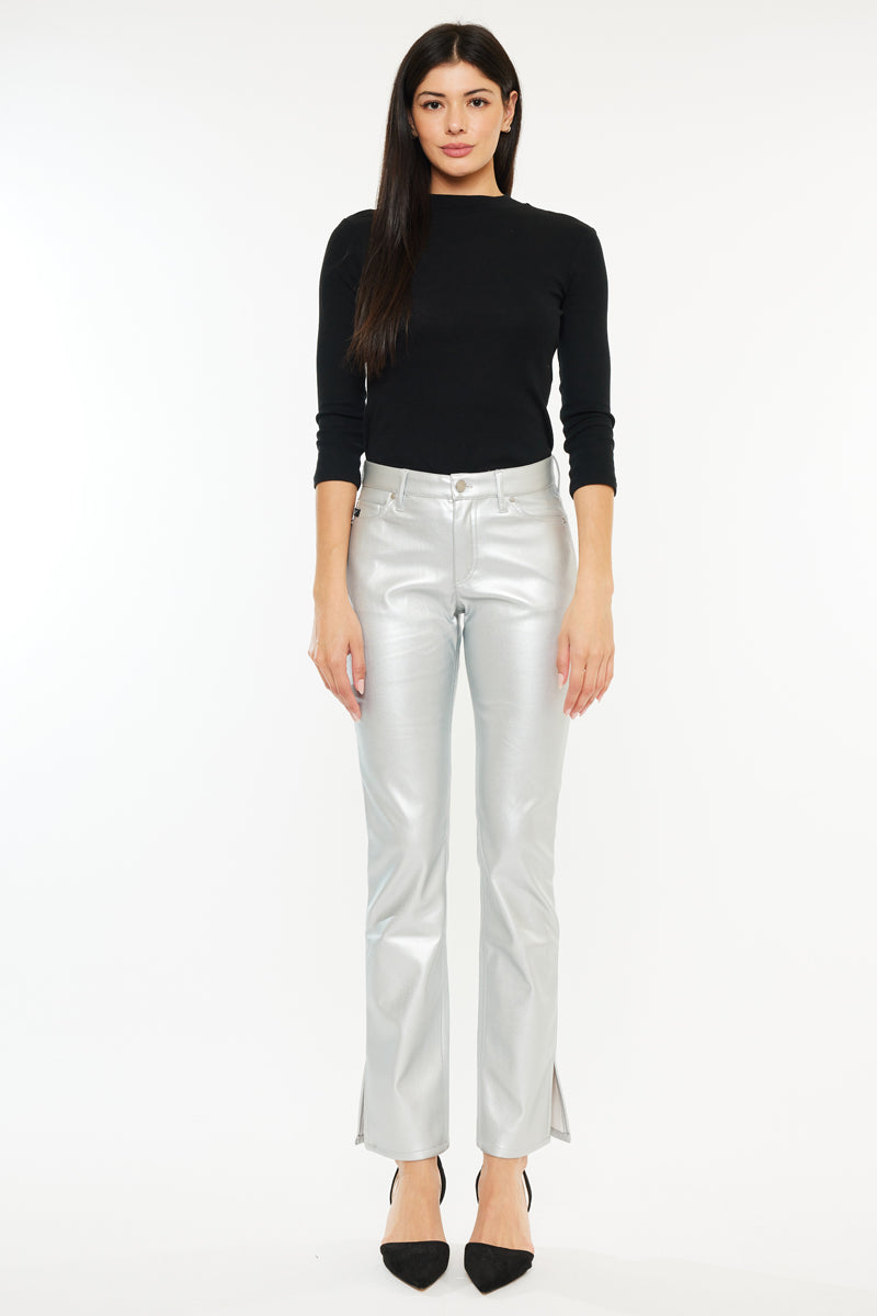 Mercury Mid Rise Y2K Faux Leather Bootcut Jeans (Petite) Official