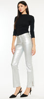 Mercury Mid Rise Y2K Faux Leather Bootcut Jeans (Petite) - Official Kancan USA