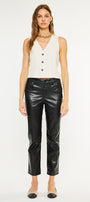 Rudi High Rise Faux Leather Slim Straight Leg  Jeans - Official Kancan USA