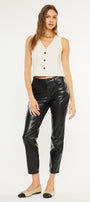 Rudi High Rise Faux Leather Slim Straight Leg  Jeans - Official Kancan USA