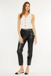 Rudi High Rise Faux Leather Slim Straight Leg  Jeans - Official Kancan USA