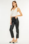 Rudi High Rise Faux Leather Slim Straight Leg  Jeans - Official Kancan USA