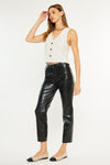Rudi High Rise Faux Leather Slim Straight Leg  Jeans - Official Kancan USA