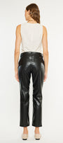 Rudi High Rise Faux Leather Slim Straight Leg  Jeans - Official Kancan USA
