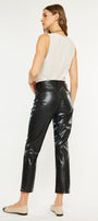 Rudi High Rise Faux Leather Slim Straight Leg  Jeans - Official Kancan USA