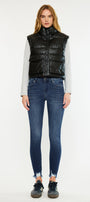 Obsidian Cropped Faux Leather Puffer Vest - Official Kancan USA