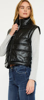 Obsidian Cropped Faux Leather Puffer Vest - Official Kancan USA