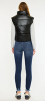 Obsidian Cropped Faux Leather Puffer Vest - Official Kancan USA