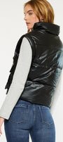 Obsidian Cropped Faux Leather Puffer Vest - Official Kancan USA