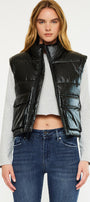 Obsidian Cropped Faux Leather Puffer Vest - Official Kancan USA