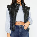 Obsidian Cropped Faux Leather Puffer Vest - Official Kancan USA