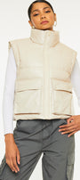 Frida Cropped Faux Leather Puffer Vest - Official Kancan USA