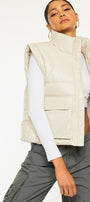 Frida Cropped Faux Leather Puffer Vest - Official Kancan USA