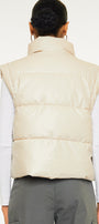 Frida Cropped Faux Leather Puffer Vest - Official Kancan USA