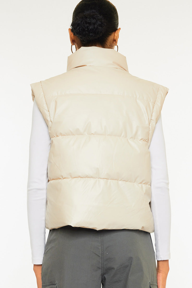 Frida Cropped Faux Leather Puffer Vest - Official Kancan USA