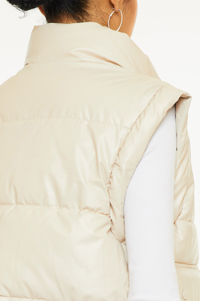 Frida Cropped Faux Leather Puffer Vest - Official Kancan USA