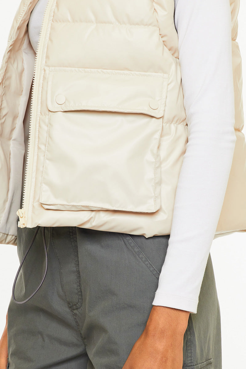 Frida Cropped Faux Leather Puffer Vest - Official Kancan USA
