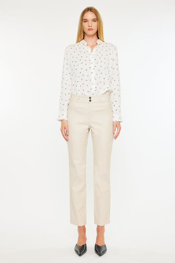 Judith High Rise Faux Leather Skinny Straight Leg  Jeans - Official Kancan USA