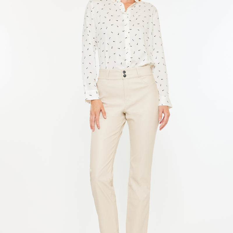 Judith High Rise Faux Leather Skinny Straight Leg  Jeans - Official Kancan USA