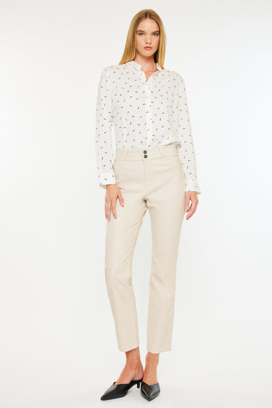 Judith High Rise Faux Leather Skinny Straight Leg  Jeans - Official Kancan USA