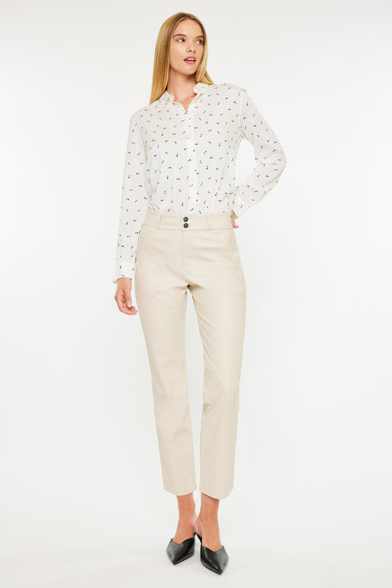 Judith High Rise Faux Leather Skinny Straight Leg  Jeans - Official Kancan USA