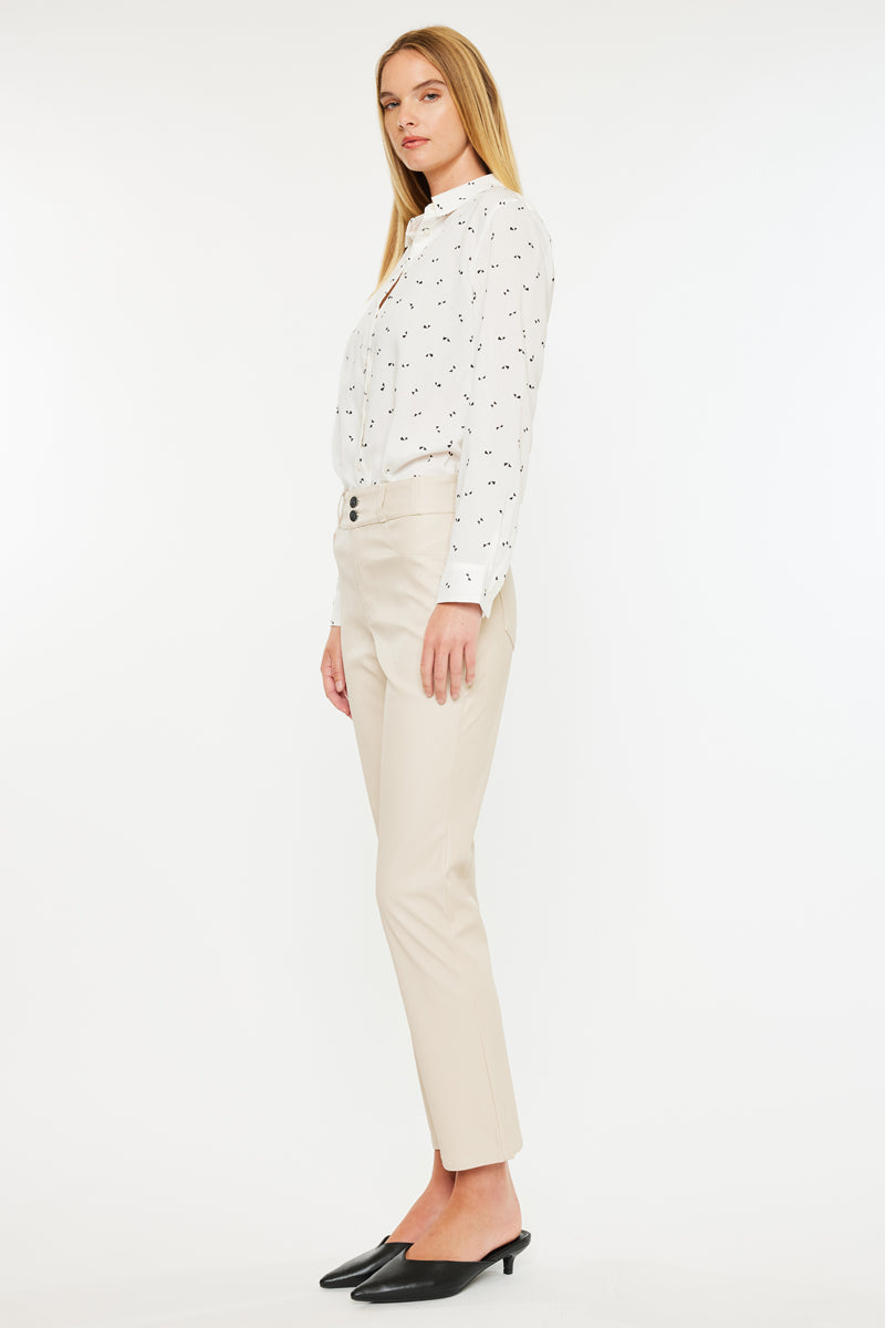 Judith High Rise Faux Leather Skinny Straight Leg  Jeans - Official Kancan USA