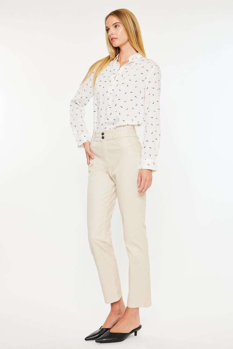 Judith High Rise Faux Leather Skinny Straight Leg  Jeans - Official Kancan USA